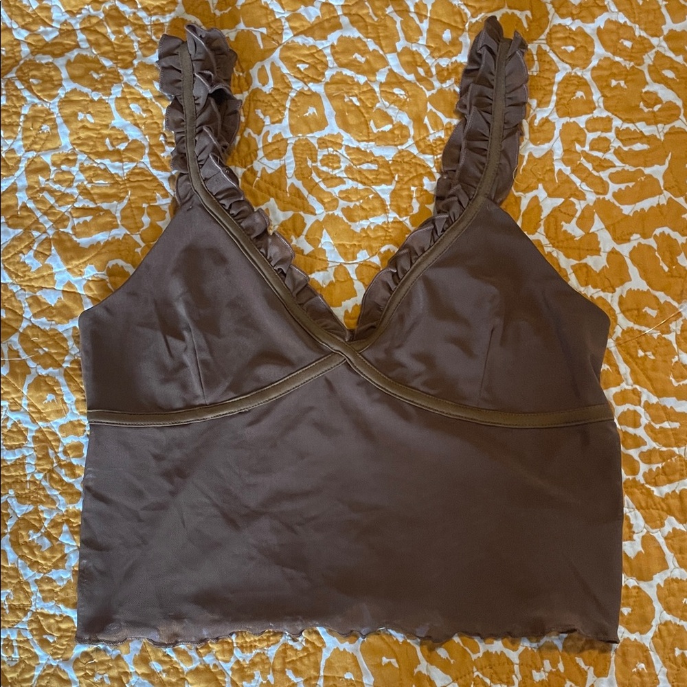 Mono B Brown Camisole with Ruffle Straps